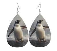WZYWHJ A penguin waving Picture Ladies' leather earrings, simple water droplet pendant, fashionable holiday gift