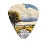 Wzywhj A Vibrant Countryside Pattern Guitar Pick Easy Grip Uke Picks For Your Bass, Ukulele, Acoustic And Electric Guitar,12 Piece