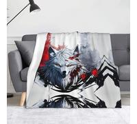 WZYWHJ A Wolf's Head Dripping Blood Printing Blankets Throws - Lightweight Warm Comfortable Soft Durable Home Practical Rest Outdoor