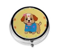 WZYWHJ Adorable Cartoon Dog Prints Circular Medicine Box Storage, Portable Travel with compartments, mini Pill Dispenser