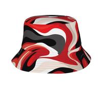 WZYWHJ Adult Bucket Hats red Black White Abstract Pattern for Men's and Women's Summer Sun Protection