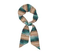 WZYWHJ Aerial view of the beach printing Women's long strip silk scarf, soft and silky satin headscarf