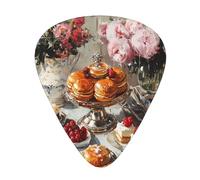 Wzywhj Afternoon Tea Pattern Guitar Pick Easy Grip Uke Picks For Your Bass, Ukulele, Acoustic And Electric Guitar,12 Piece