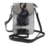 WZYWHJ Agile little black rabbit Printing Leather Crossbody Flap Phone Bag - Versatile Gift for Women Walking, Camping, Shopping, and Travel