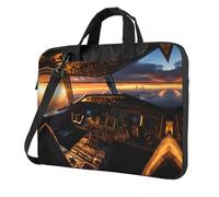 WZYWHJ Airplane cockpit Prints Laptop Bag - with Soft Interior, Multiple Pockets - Ideal for Men, Travel and Business, Black, 14 inch