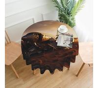 WZYWHJ Airplane in the desert Printed Round long tablecloth anti overflow and wrinkle resistant dining table cloth 60 inches