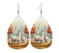 WZYWHJ Alpacas under the redwood trees Picture Ladies' leather earrings, simple water droplet pendant, fashionable holiday gift