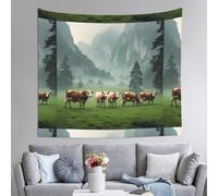 WZYWHJ Alpine cattle Pattern Indoor Decor Tapestry 60x51 in : Soft, Quality and lightweight Suitable for wall hanging tapestries