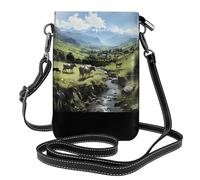 WZYWHJ Alpine Farm Cows Pattern Women's leather phone bag crossbody package with adjustable shoulder strap