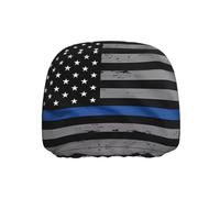 WZYWHJ American Thin Blue Line Flag Picture Seat Head Pillowcase Car Truck General Motors Parts Protective Cover one Pack
