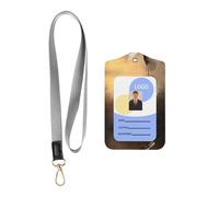 WZYWHJ an egret Takes Flight Printed Work Badge Protective Sheath, Leather Identification Card Cover with Detachable Hanging Rope Set