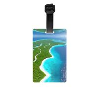 WZYWHJ an Island in The Ocean Printing Luggage Bag Tags, Men's and Women's Travel Privacy Protection Labels