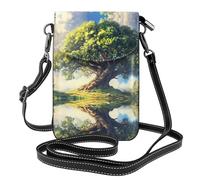 WZYWHJ Ancient oak trees towering printing Women's leather phone bag crossbody package with adjustable shoulder strap