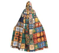 WZYWHJ Ancient retro patterns Printing aldult Cosplay Poncho Hooded Cloak for men and women Halloween Party
