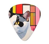 Wzywhj Angry Cat Printed Guitar Picks 12 Piece, Easy Grip Uke Picks Hold In One'S Hands, Ukulele, Acoustic Or Electric Electric Guitar