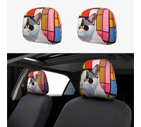 WZYWHJ Angry cat Printing 2 car pillowcases, interior decorative seat accessories, protective covers