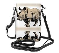 WZYWHJ animal rhino Picture Women's leather phone bag crossbody package with adjustable shoulder strap