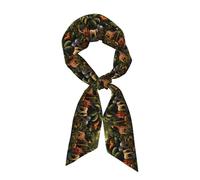 WZYWHJ Animals In The Rainforest printing Women's long strip silk scarf, soft and silky satin headscarf