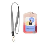 WZYWHJ Animals That Look Away Printed Work Badge Protective Sheath, Leather Identification Card Cover with Detachable Hanging Rope Set
