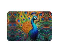 WZYWHJ Anti-Slip Doormat 16 x 24 in Floor mat Rugs Easy to Clean Suitable for Front Door, Living Room, Bathroom The Majestic Peacock Picture