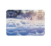 WZYWHJ anti-slip Doormat 16 x 24 in floor mat rugs easy to clean Suitable for front door, living room, bathroom White snowflakes Picture