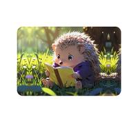 WZYWHJ Anti-Slip Doormat 16 x 24 in Floor mat Rugs Easy to Clean Suitable for Front Door, Living Room, Bathroom Little Hedgehog Reading Picture