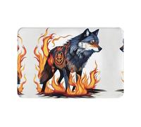 WZYWHJ Anti-Slip Doormat 16 x 24 in Floor mat Rugs Easy to Clean Suitable for Front Door, Living Room, Bathroom Wolf Covered in fire Picture