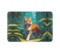 WZYWHJ Anti-Slip Doormat 16 x 24 in Floor mat Rugs Easy to Clean Suitable for Front Door, Living Room, Bathroom Stencil Jungle Cat Pattern