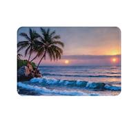 WZYWHJ Anti-Slip Doormat 16 x 24 in Floor mat Rugs Easy to Clean Suitable for Front Door, Living Room, Bathroom Palm Tree Waves Picture