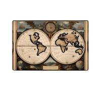 WZYWHJ anti-slip floor mat carpet Ancient Map World Globe Pattern soft and comfortable good water absorption sizeName for living room and balcony