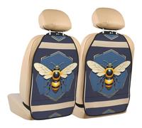 WZYWHJ Antique Bee Emblem Printing Car seat Anti Kick Storage pad 2 Pieces, Multi-Functional Storage Bag seat Protector After Installation