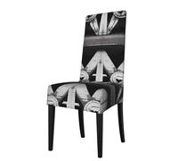 WZYWHJ Architecture in Black and White Printed Detachable Chair Cover Quick Installation and Easy Maintenance Suitable for Square Chair Backs