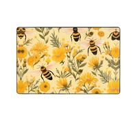 WZYWHJ Area Rugs, Living Room Floor Mats Runner Rug Non-Skip Nursery Mat Playing Carpet 60 x 39 inch gnome bee yellow floral Printed