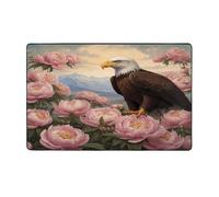 WZYWHJ Area Rugs, Living Room Floor Mats Runner Rug Non-Skip Nursery Mat Playing Carpet 60 x 39 inch Eagle among the peonies Printing