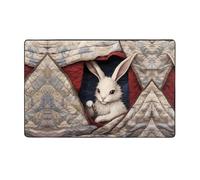 WZYWHJ Area Rugs, Living Room Floor Mats Runner Rug Non-Skip Nursery Mat Playing Carpet 60 x 39 inch Little white rabbit in the quilt Printed