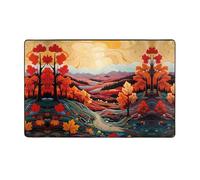 WZYWHJ Area Rugs, Living Room Floor Mats Runner Rug Non-Skip Nursery Mat Playing Carpet 60 x 39 inch Maple leaves and hills Printed