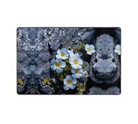 WZYWHJ Area Rugs, Living Room Floor Mats Runner Rug Non-Skip Nursery Mat Playing Carpet 60 x 39 inch Small flowers in the cracks of rocks Printed