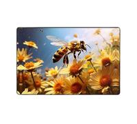 WZYWHJ Area Rugs,Living Room Floor Mats Runner Rug Non-Skip Nursery Mat Playing Carpet 60 x 39 inch Flying Bees Daisy Honey Printed