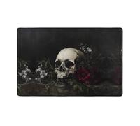 WZYWHJ Area Rugs, Living Room Floor Mats Runner Rug Non-Skip Nursery Mat Playing Carpet 60 x 39 inch Skeletons in the dead flowers Printed