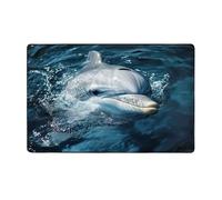 WZYWHJ Area Rugs, Living Room Floor Mats Runner Rug Non-Skip Nursery Mat Playing Carpet 60 x 39 inch Dolphins exposed to the water Printing
