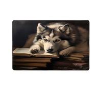 WZYWHJ Area Rugs, Living Room Floor Mats Runner Rug Non-Skip Nursery Mat Playing Carpet 60 x 39 inch Husky on the book Printing