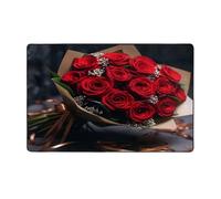 WZYWHJ Area Rugs, Living Room Floor Mats Runner Rug Non-Skip Nursery Mat Playing Carpet 60 x 39 inch Bouquet of red roses Printing
