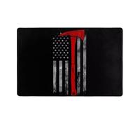 WZYWHJ Area Rugs, Living Room Floor Mats Runner Rug Non-Skip Nursery Mat Playing Carpet 60 x 39 inch Firefighter Axe Red Line Flag Printing