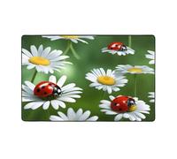 WZYWHJ Area Rugs, Living Room Floor Mats Runner Rug Non-Skip Nursery Mat Playing Carpet 60 x 39 inch Ladybug on Daisy Flower Printing