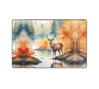WZYWHJ Area Rugs, Living Room Floor Mats Runner Rug Non-Skip Nursery Mat Playing Carpet 60 x 39 inch Deer by the river Printed
