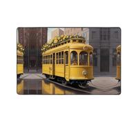 WZYWHJ Area Rugs, Living Room Floor Mats Runner Rug Non-Skip Nursery Mat Playing Carpet 60 x 39 inch Yellow Rose Bus Printed