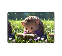 WZYWHJ Area Rugs,Living Room Floor Mats Runner Rug Non-Skip Nursery Mat Playing Carpet 60 x 39 inch Hedgehog reading seriously Picture