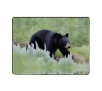 WZYWHJ Area Rugs,Living Room Floor Mats Runner Rug Non-Skip Nursery Mat Playing Carpet 63 x 48 inch Walking Black Bear Printed