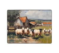 WZYWHJ Area Rugs,Living Room Floor Mats Runner Rug Non-Skip Nursery Mat Playing Carpet 63 x 48 inch cute farm animals Printed