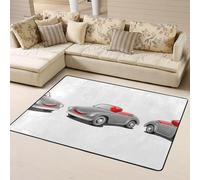 WZYWHJ Area Rugs,Living Room Floor Mats Runner Rug Non-Skip Nursery Mat Playing Carpet 63 x 48 inch A small car that pursues love Printed